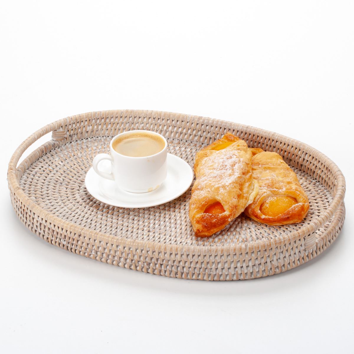 Таця овальна плетена hand made з натурального ротанга, 38*25*4 см, 21705