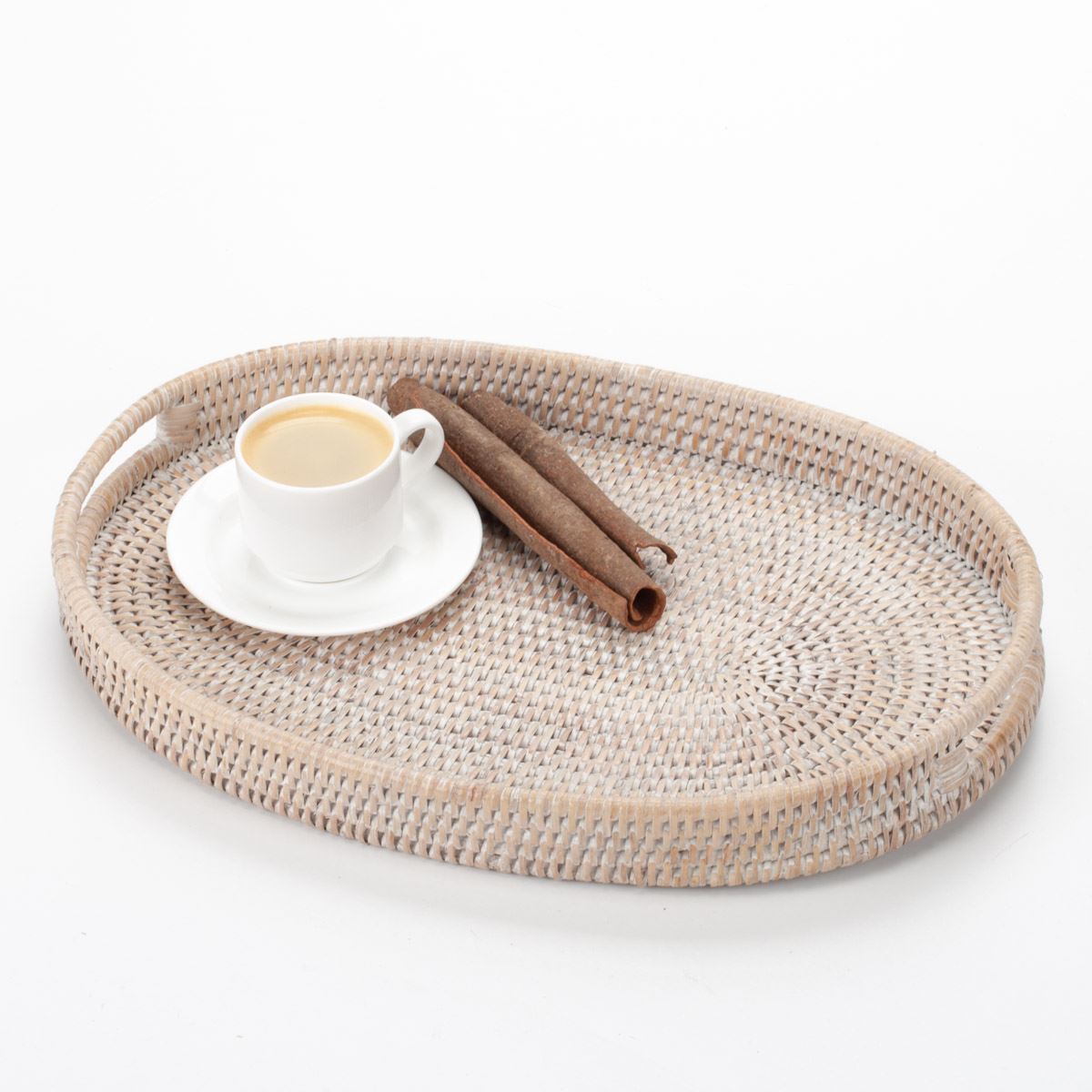 Таця овальна плетена hand made з натурального ротанга, 38*25*4 см, 21705