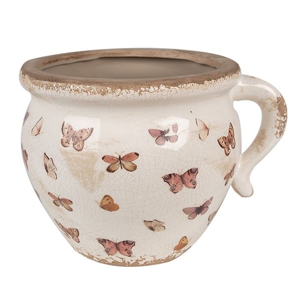 Керамическое кашпо для цветов в винтажном стиле Butterflies, 20*17*15 см, 6CE1665L