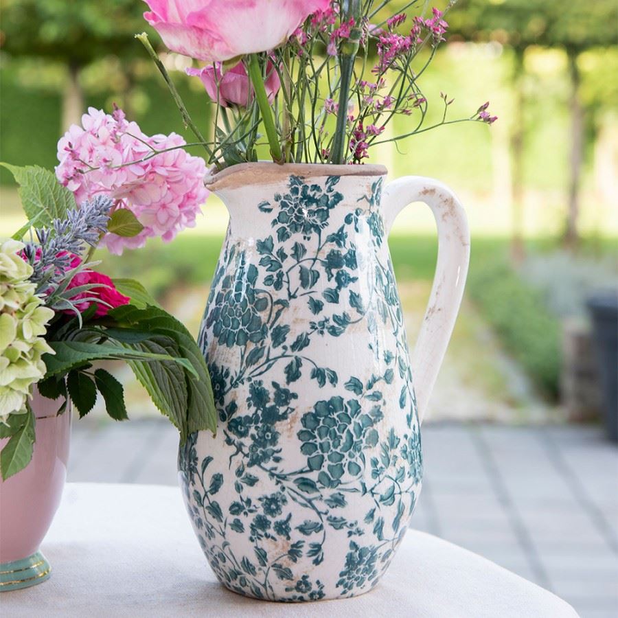 Декоративный керамический кувшин в винтажном стиле Pastel Blue, 16*12*22 см, 6CE1033