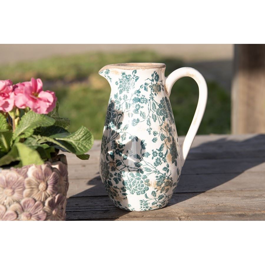 Декоративный керамический кувшин в винтажном стиле Pastel Blue, 16*12*22 см, 6CE1033