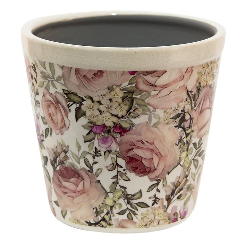 Керамічне кашпо для квітів в вінтажному стилі Roses, 15*14 см, 6CE1409M