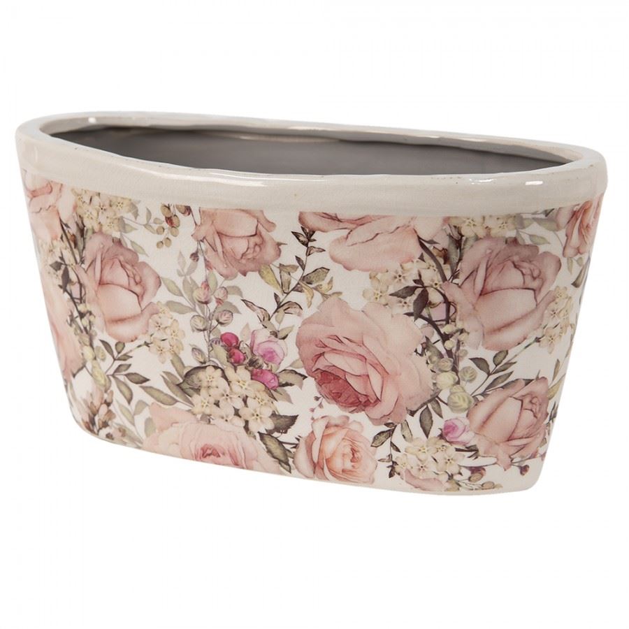 Керамічне кашпо для квітів в вінтажному стилі Roses, 27*13*14 см, 6CE1411