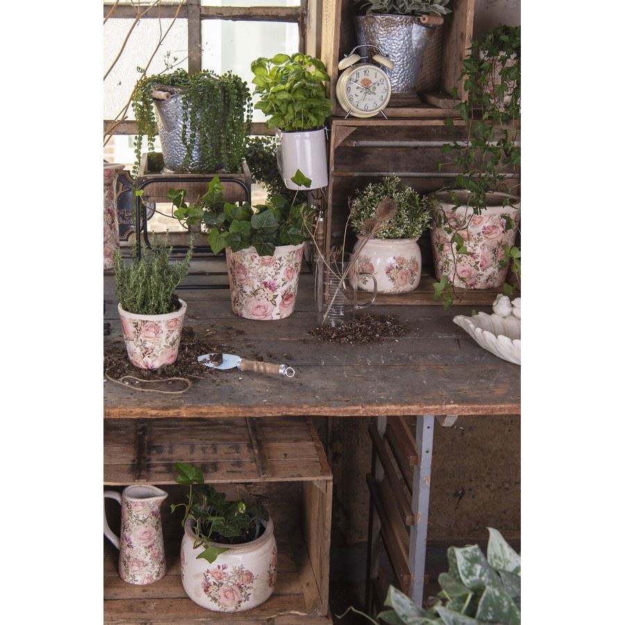 Керамічне кашпо для квітів в вінтажному стилі Roses, 27*13*14 см, 6CE1411