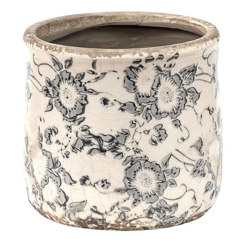 Керамічне кашпо для квітів в вінтажному стилі Pastel Grey, 12*12 см, 6CE1459S