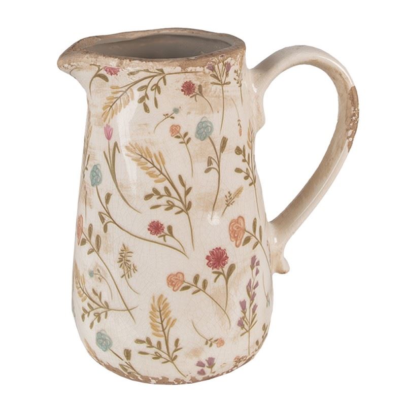 Декоративный керамический кувшин в винтажном стиле Colored Flowers, 16*11*18 см, 6CE1552M