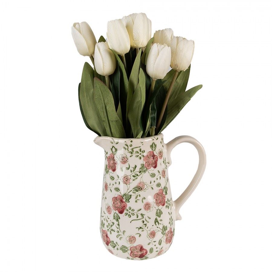 Декоративний керамічний глечик в вінтажному стилі Red Flowers,  16*11*18 см, 6CE1563M