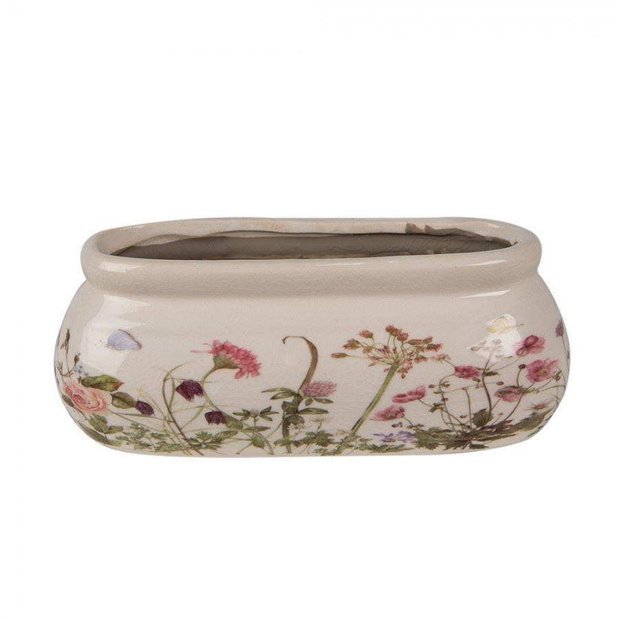 Керамічне кашпо для квітів в вінтажному стилі Summer Flowers, 18*7*7 см, 6CE1602S
