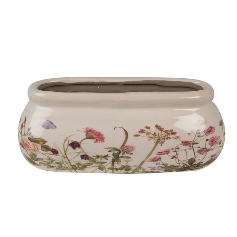 Керамічне кашпо для квітів в вінтажному стилі Summer Flowers, 18*7*7 см, 6CE1602S