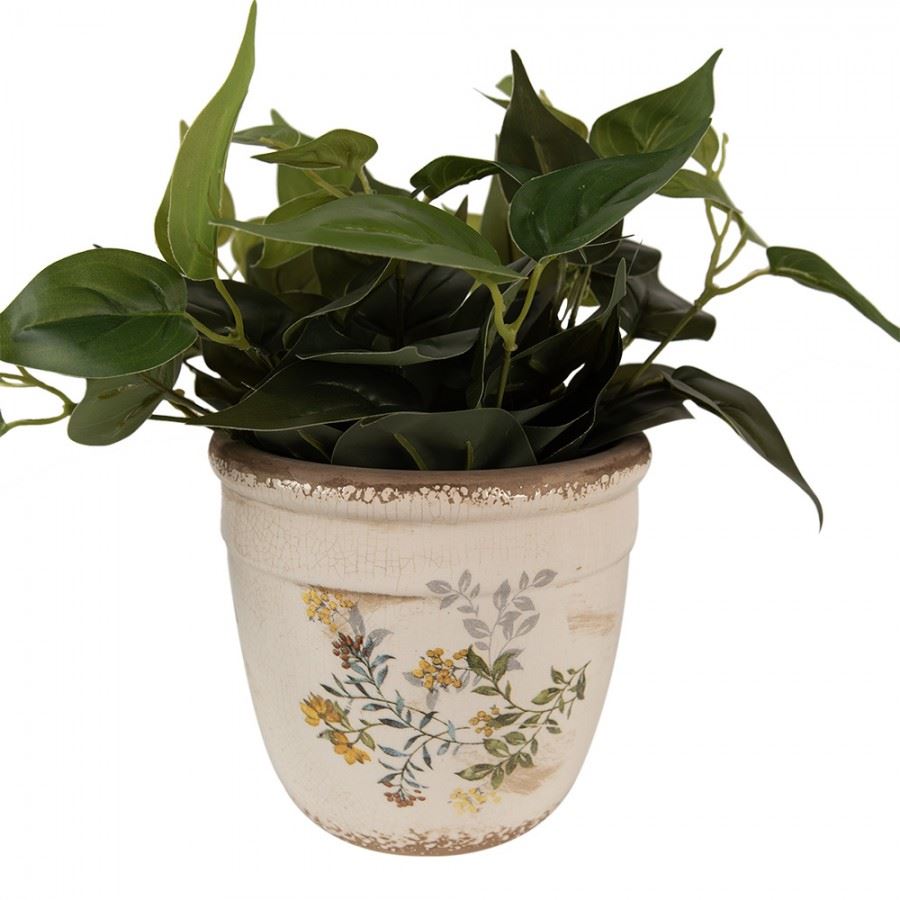 Керамічне кашпо для квітів в вінтажному стилі Flowers, 18*17 см, 6CE1607L