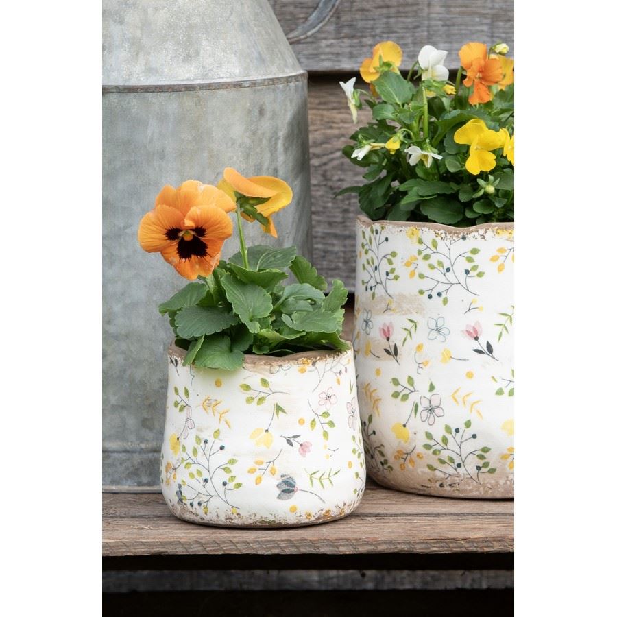 Керамічне кашпо для квітів в вінтажному стилі Colored Flowers, 21*19 см, 6CE1610L