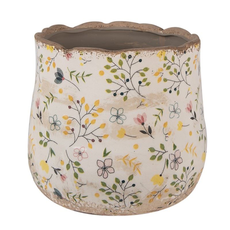 Керамічне кашпо для квітів в вінтажному стилі Colored Flowers, 18*16 см, 6CE1610M