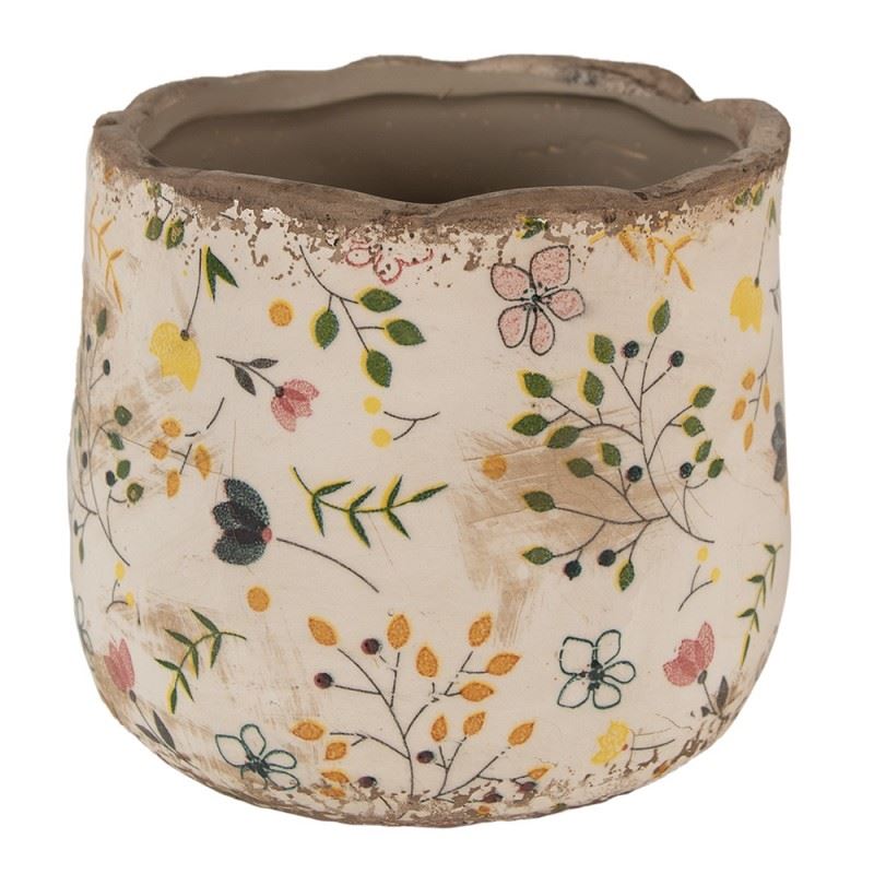Керамічне кашпо для квітів в вінтажному стилі Colored Flowers, 14*12 см, 6CE1610S