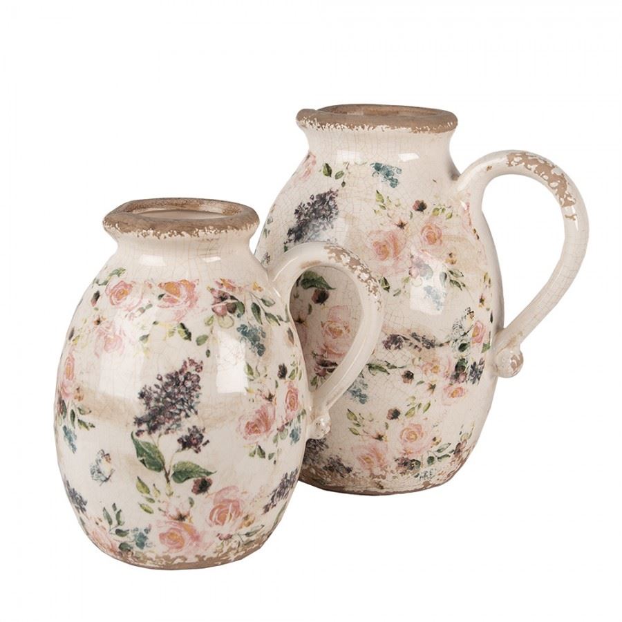 Декоративный керамический кувшин в винтажном стиле Flowers, 17*13*18 см, 6CE1613M