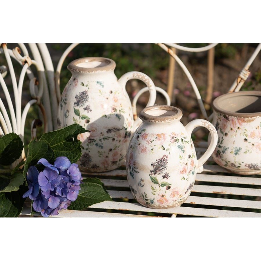 Декоративный керамический кувшин в винтажном стиле Flowers, 17*13*18 см, 6CE1613M