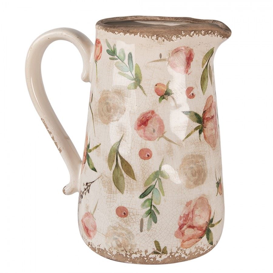 Декоративный керамический кувшин в винтажном стиле Pink Roses, 21*15*23 см, 6CE1624L
