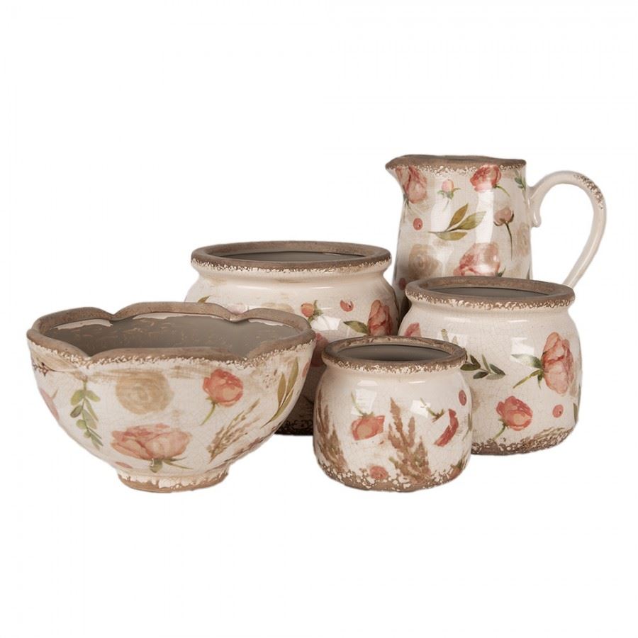 Декоративный керамический кувшин в винтажном стиле Pink Roses, 21*15*23 см, 6CE1624L