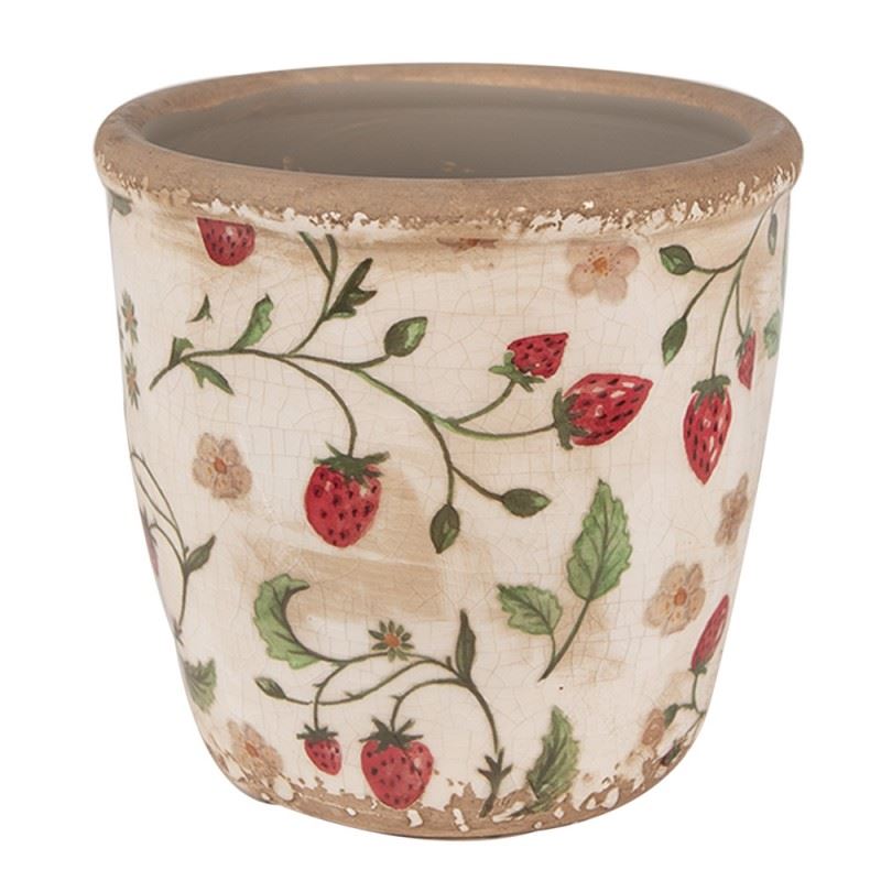 Керамічне кашпо для квітів в вінтажному стилі Strawberries, 14*13 см, 6CE1631M