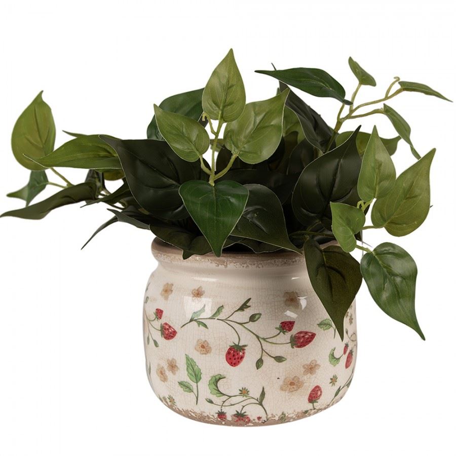 Керамічне кашпо для квітів в вінтажному стилі Strawberries, 20*15 см, 6CE1632L