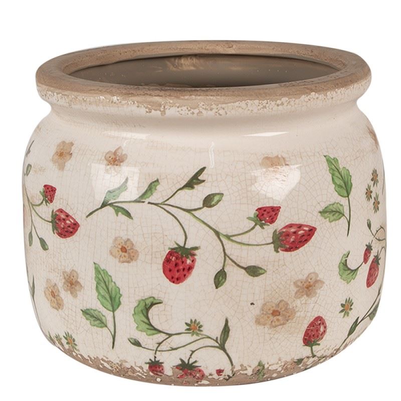 Керамічне кашпо для квітів в вінтажному стилі Strawberries, 20*15 см, 6CE1632L