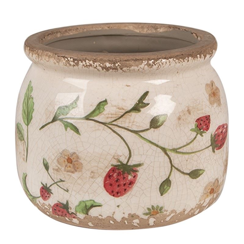 Керамическое кашпо для цветов в винтажном стиле Strawberrie, 12*10 см, 6CE1632S