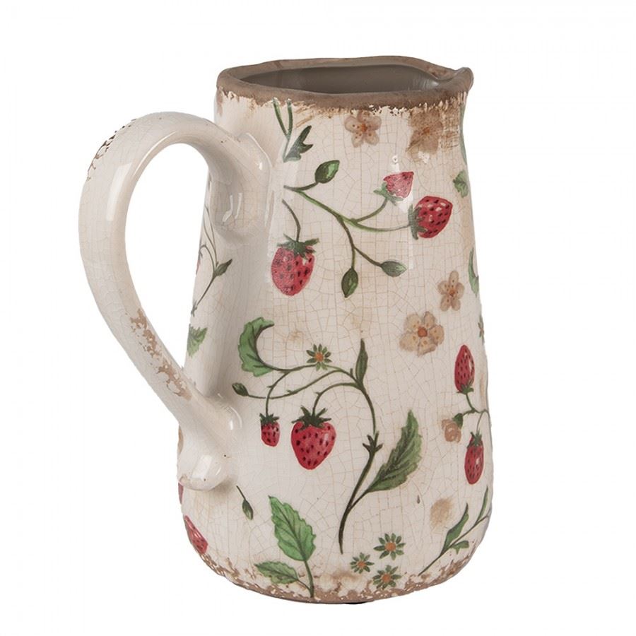 Декоративный керамический кувшин в винтажном стиле Strawberries, 17*12*18 см, 6CE1633M