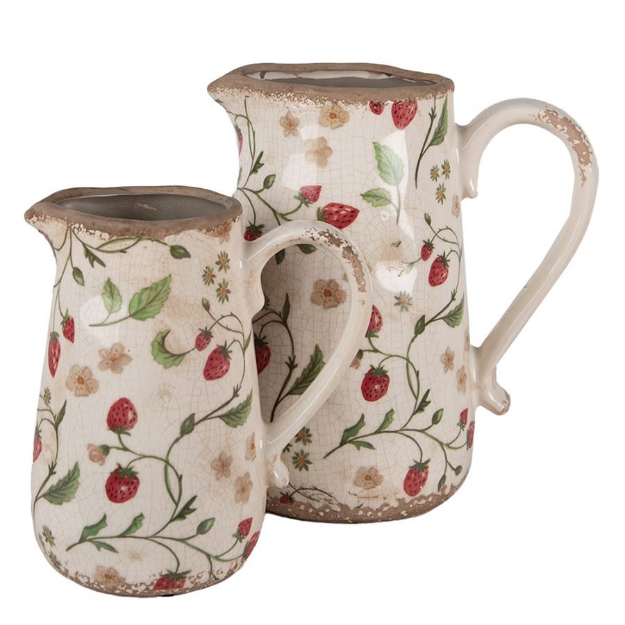 Декоративный керамический кувшин в винтажном стиле Strawberries, 17*12*18 см, 6CE1633M