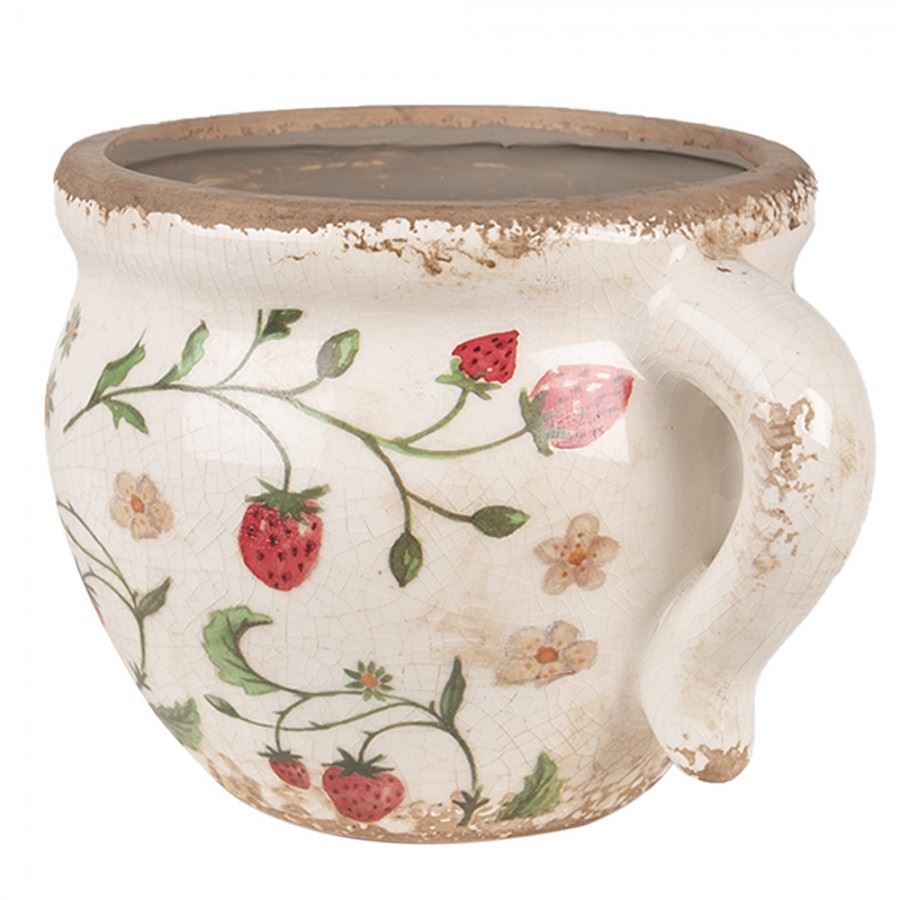Керамічне кашпо для квітів в вінтажному стилі Strawberries, 17*14*12 см, 6CE1635