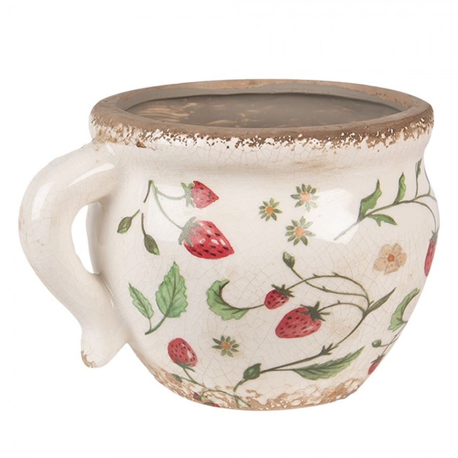Керамічне кашпо для квітів в вінтажному стилі Strawberries, 17*14*12 см, 6CE1635
