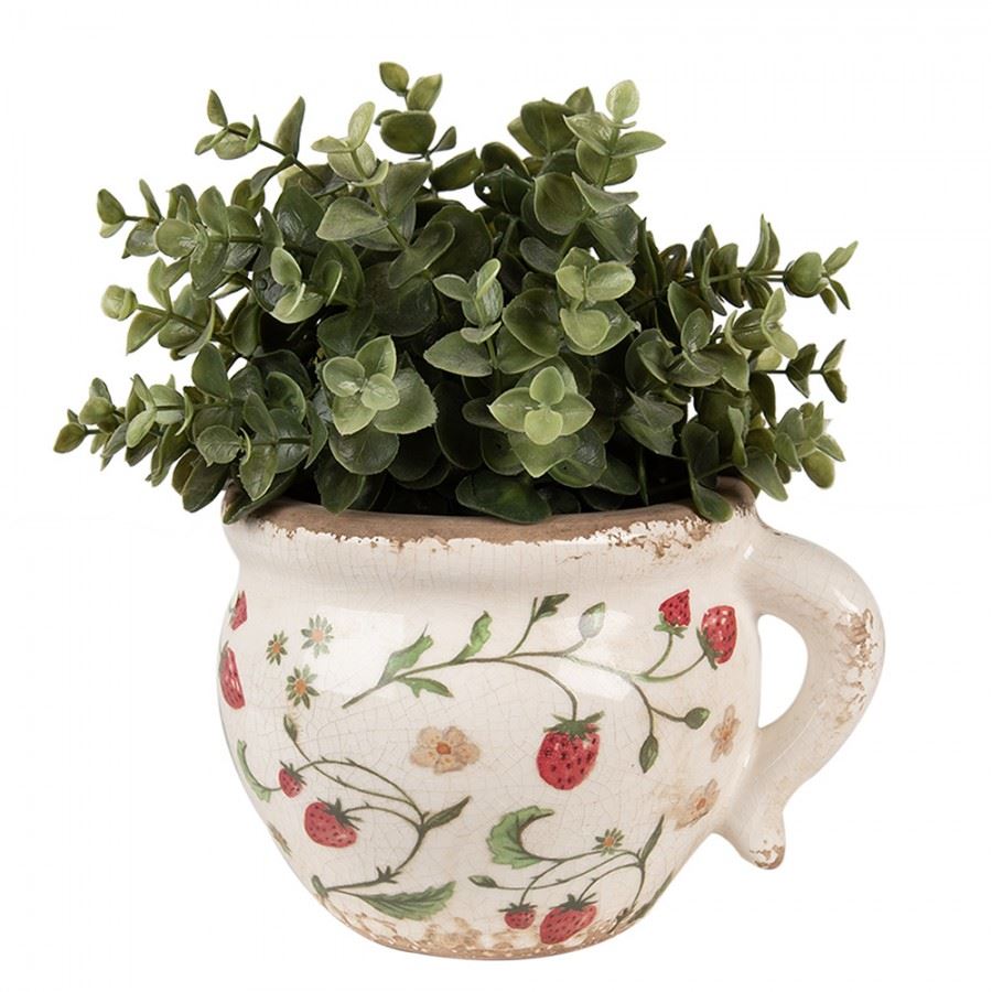 Керамічне кашпо для квітів в вінтажному стилі Strawberries, 17*14*12 см, 6CE1635