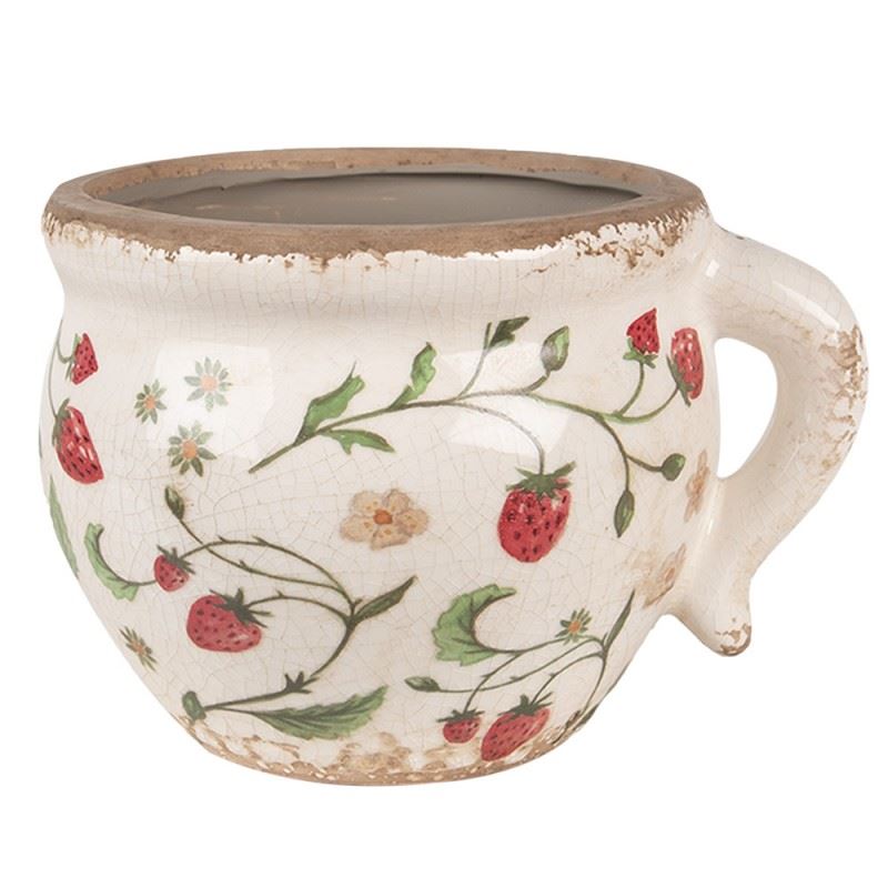 Керамічне кашпо для квітів в вінтажному стилі Strawberries, 17*14*12 см, 6CE1635