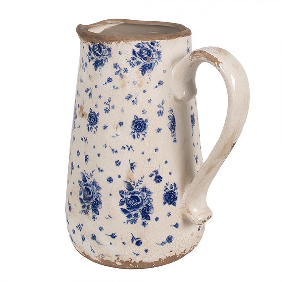 Декоративный керамический кувшин в винтажном стиле Blue Roses, 21*15*23 см, 6CE1660L