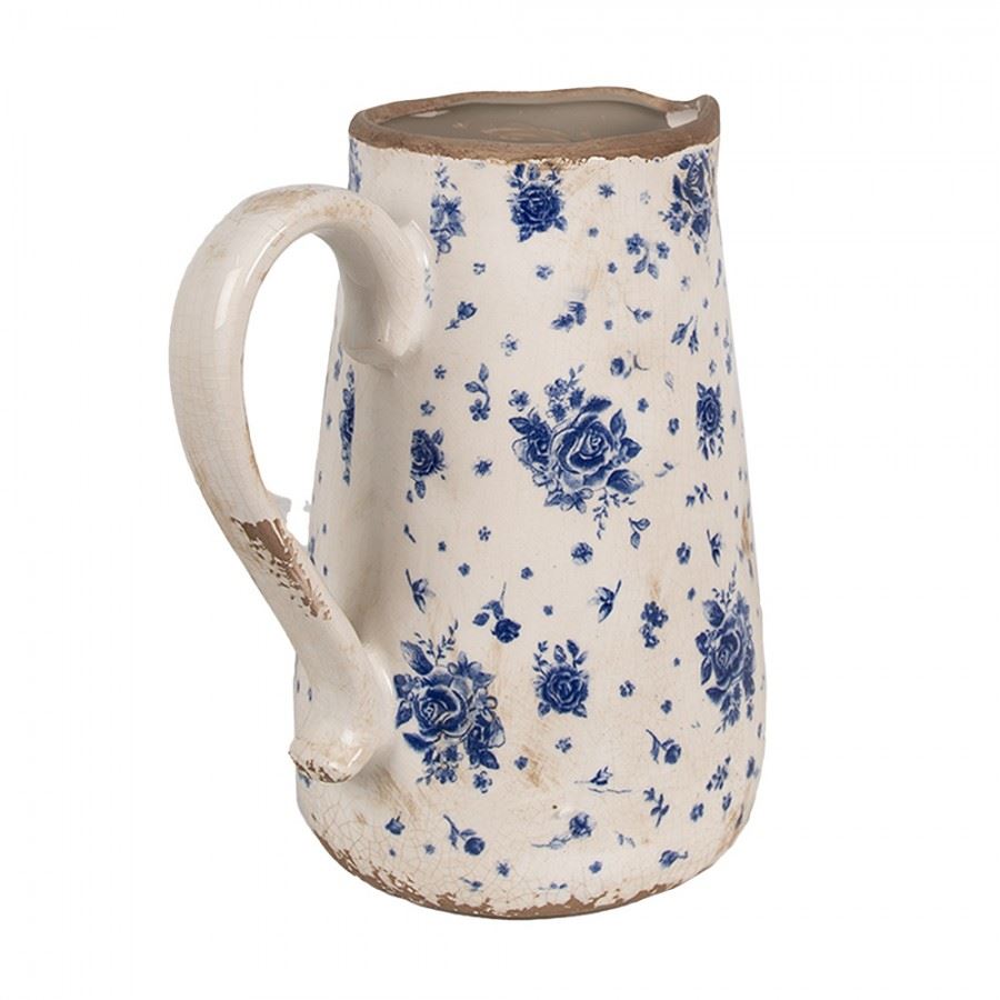Декоративный керамический кувшин в винтажном стиле Blue Roses, 21*15*23 см, 6CE1660L