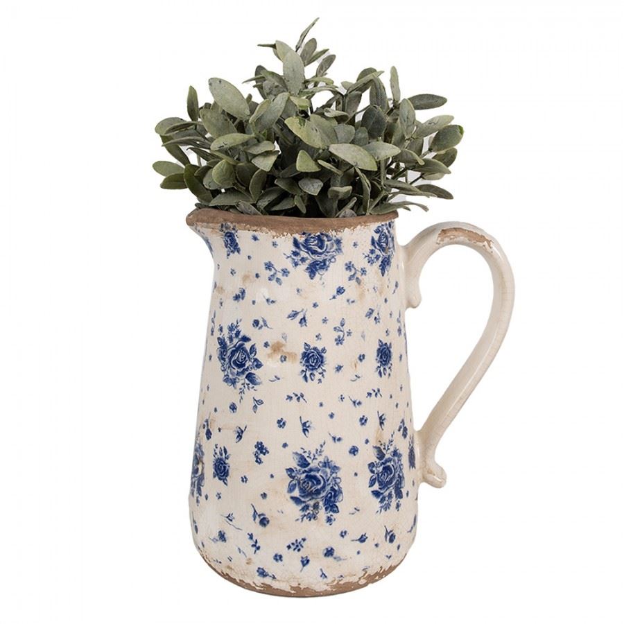 Декоративный керамический кувшин в винтажном стиле Blue Roses, 21*15*23 см, 6CE1660L