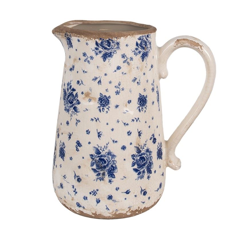 Декоративный керамический кувшин в винтажном стиле Blue Roses, 21*15*23 см, 6CE1660L