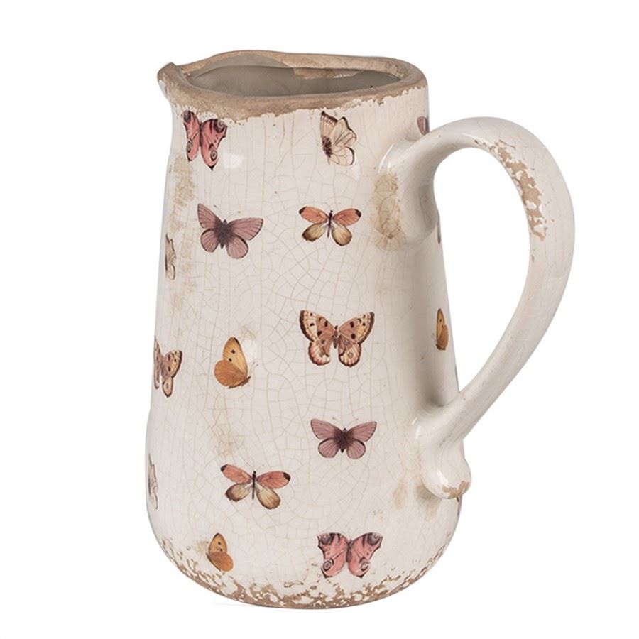 Декоративный керамический кувшин в винтажном стиле Butterflies, 16*12*18 см, 6CE1663M