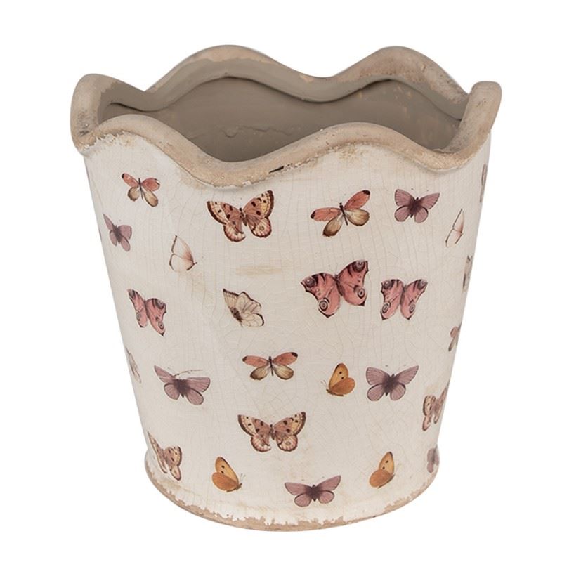 Керамічне кашпо для квітів в вінтажному стилі Butterflies, 19*18 см, 6CE1664L
