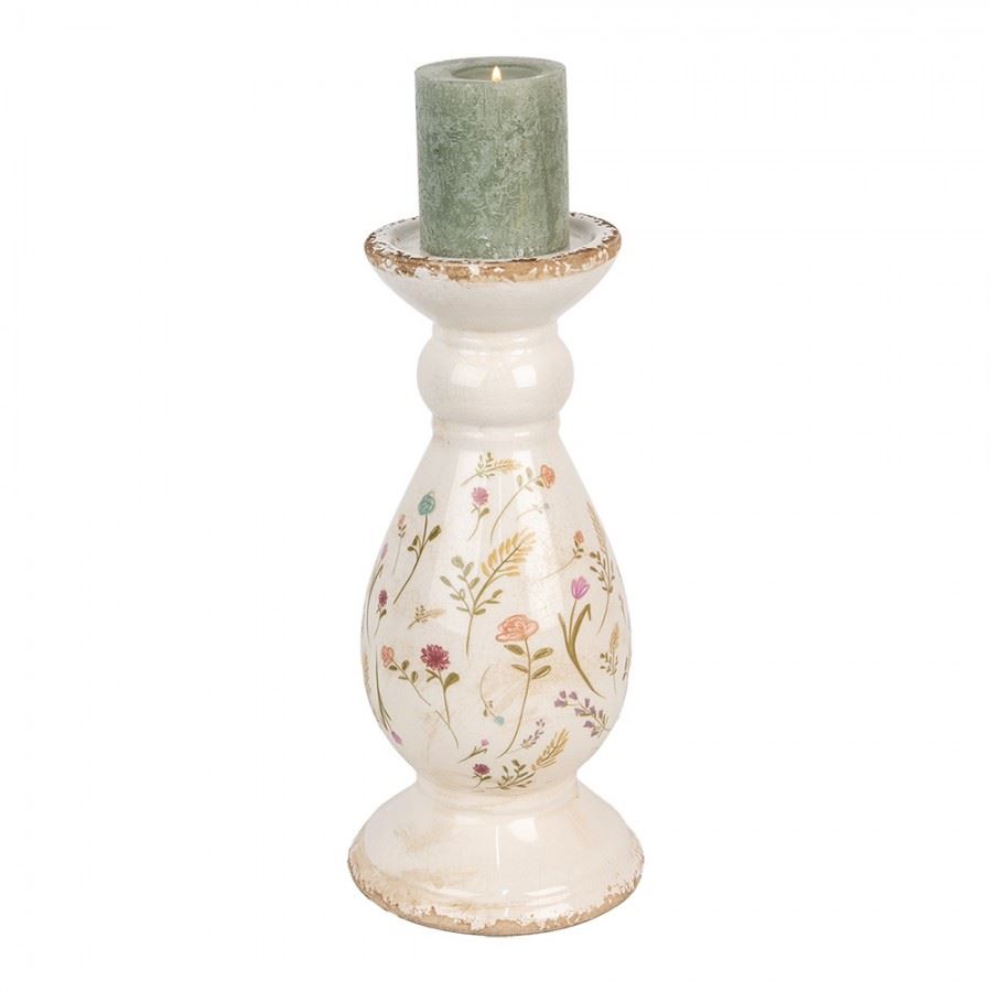 Керамический подсвечник в винтажном стиле Colored Flowers, 14*32 см, 6CE1945L
