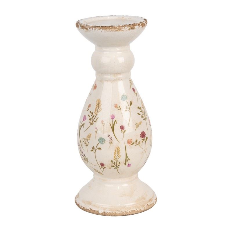 Керамический подсвечник в винтажном стиле Colored Flowers, 14*32 см, 6CE1945L