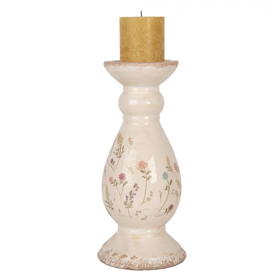 Керамический подсвечник в винтажном стиле Colored Flowers, 12*26 см, 6CE1945M