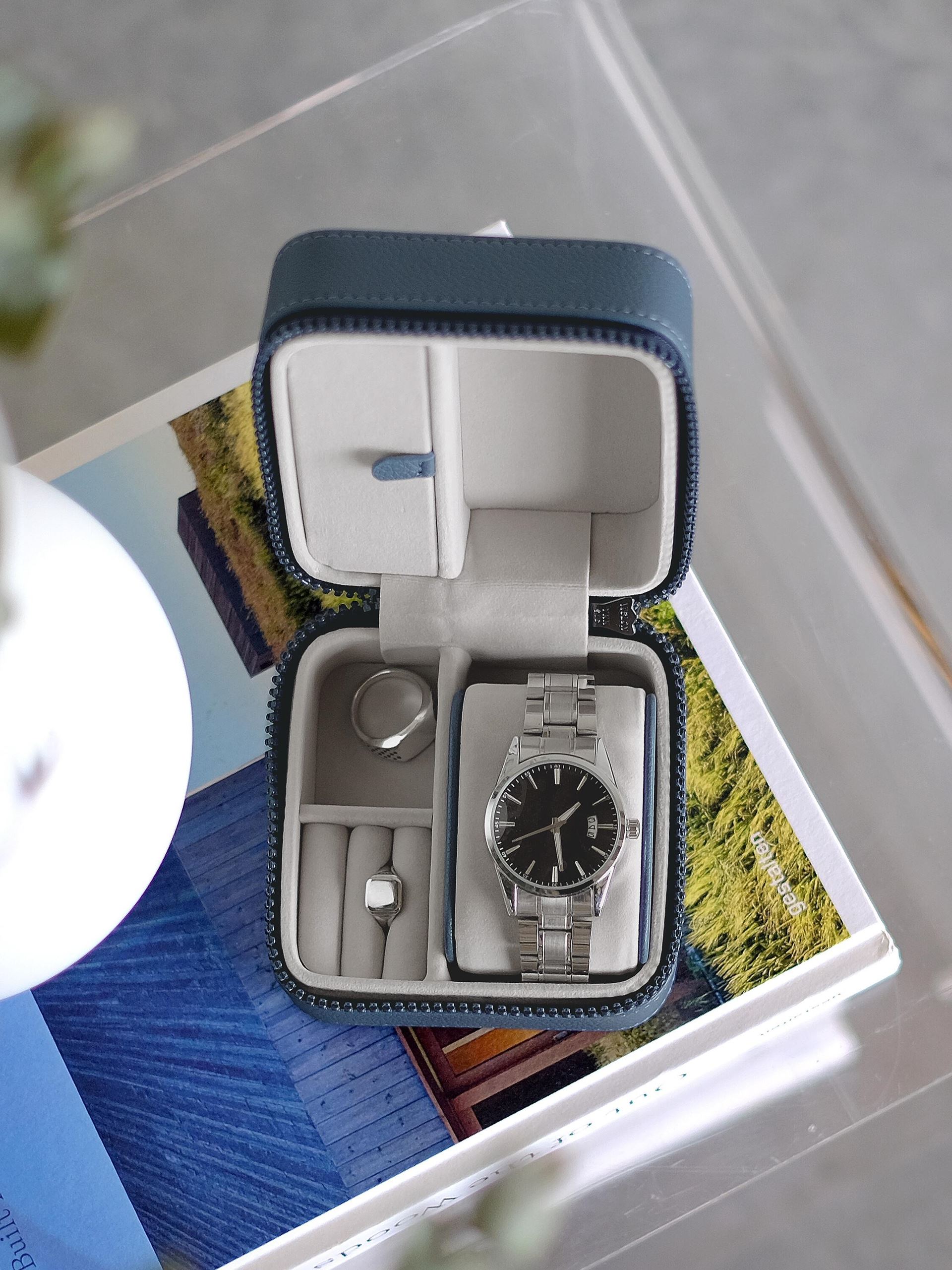 Скринька для годинників Stackers Blue Canvas, 11*7*11 см, 76401