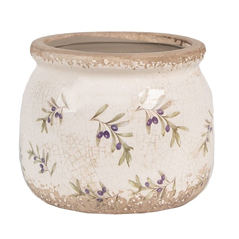 Керамическое кашпо для цветов в винтажном стиле Olives, 12*10 см, 6CE1670S