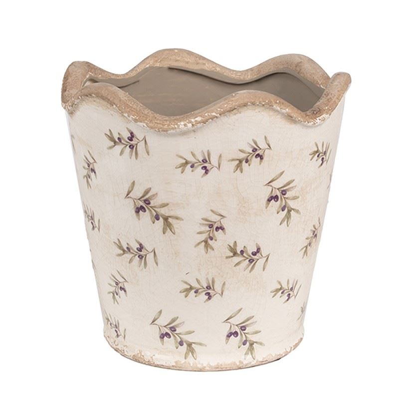 Керамическое кашпо для цветов в винтажном стиле Olives, 19*18 см, 6CE1672L