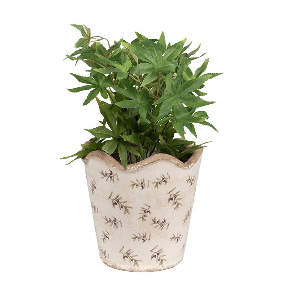 Керамическое кашпо для цветов в винтажном стиле Olives, 19*18 см, 6CE1672L