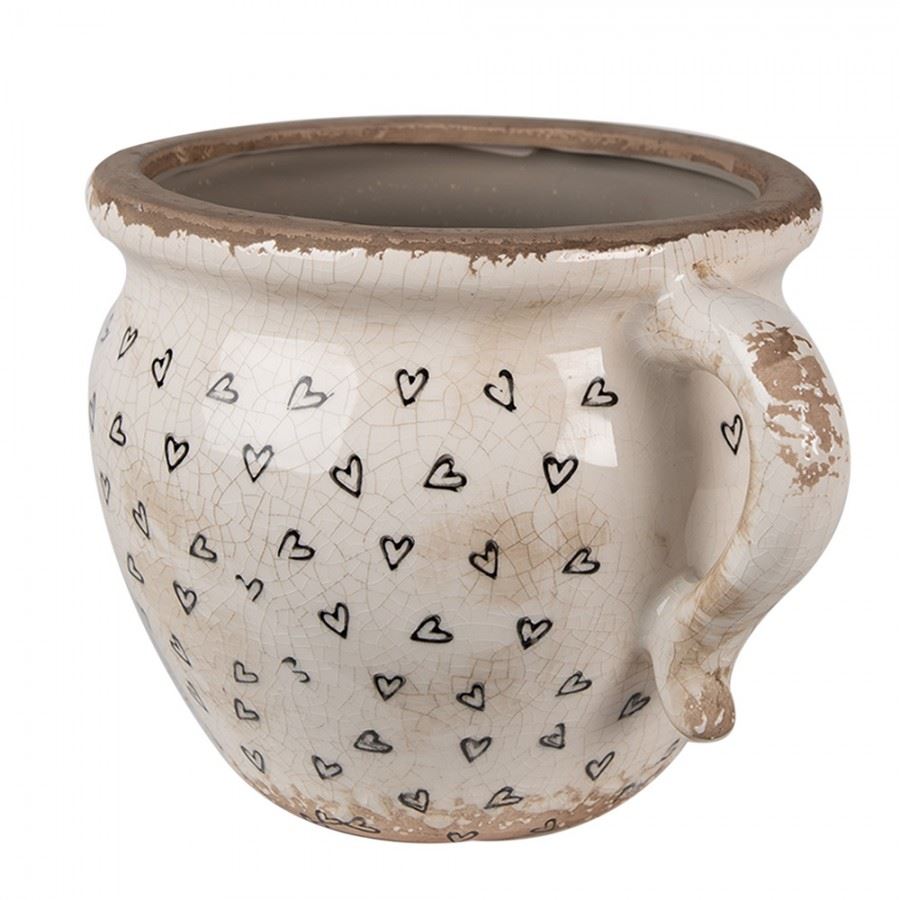 Керамическое кашпо для цветов в винтажном стиле Black Hearts, 17*14*12 см, 6CE1655M