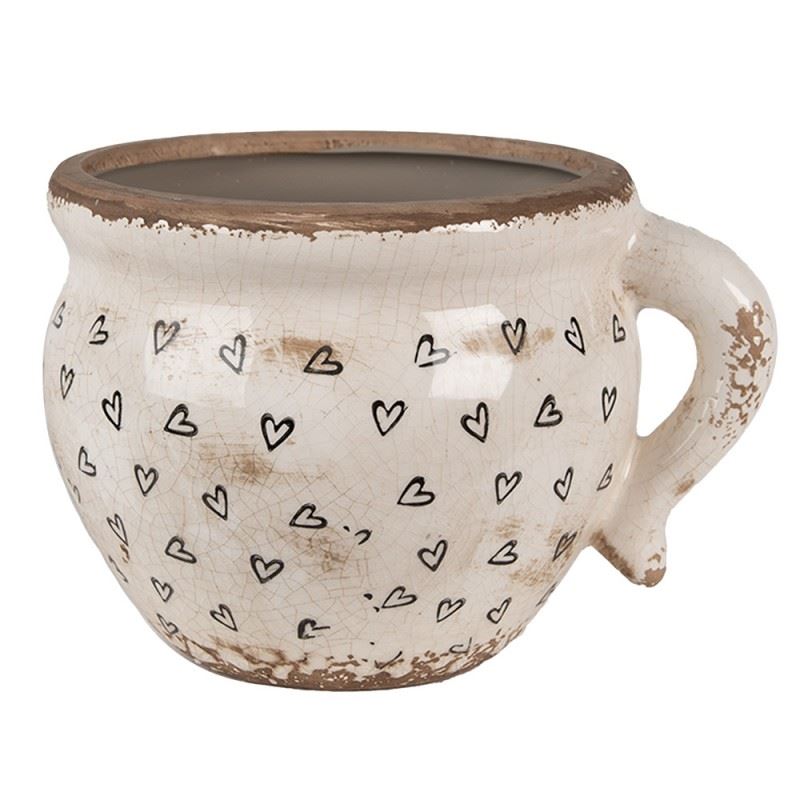 Керамическое кашпо для цветов в винтажном стиле Black Hearts, 20*17*15 см, 6CE1655L