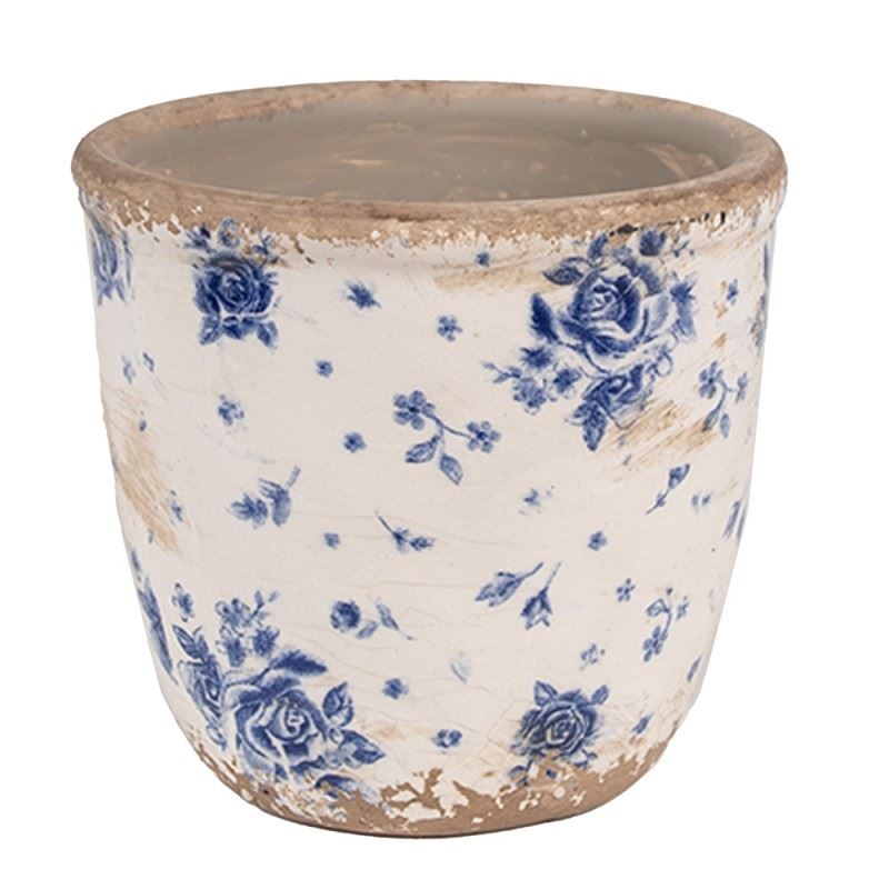 Керамическое кашпо для цветов в винтажном стиле Blue Roses, 11*10 см, 6CE1658XS