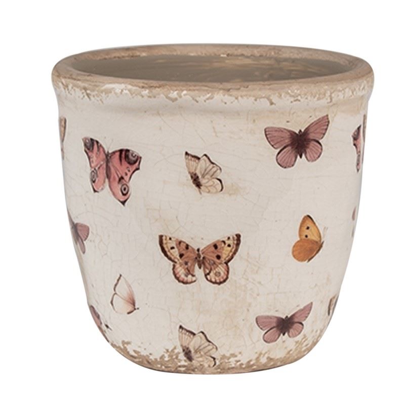 Керамічне кашпо для квітів в вінтажному стилі Butterflies, 11*10 см, 6CE1661XS