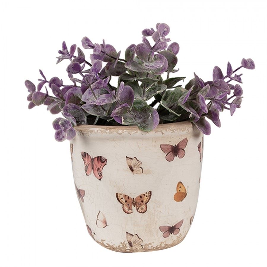 Керамічне кашпо для квітів в вінтажному стилі Butterflies, 15*14 см, 6CE1661M