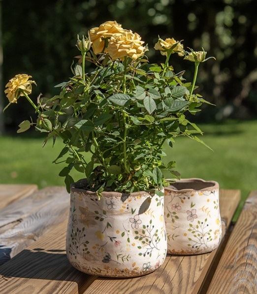 Керамічне кашпо для квітів в вінтажному стилі Colored Flowers, 11*10 см, 6CE1610XS